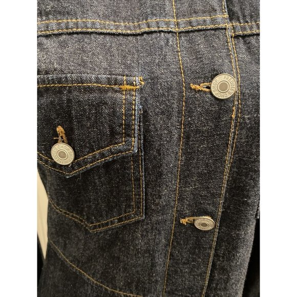 Vintage 90s Kitsch Denim Trench Dress M 100% Cotton Half Belted Western Sz Med - Picture 3 of 6